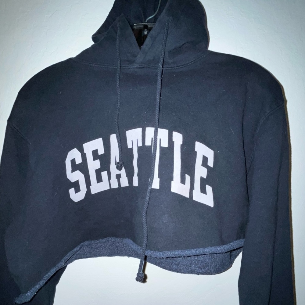 Brandy Melville Seattle cropped hoodie (navy blue)